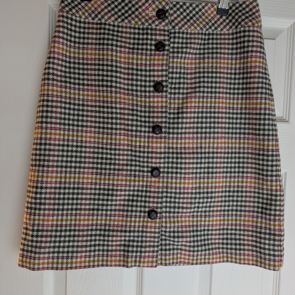 Talbots Brown and Black A-Line Mini Skirt